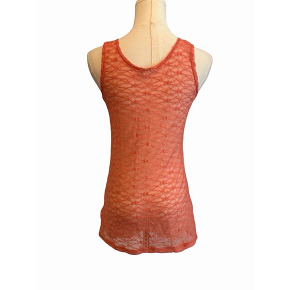 Mudd Womens Y2K Lace Mesh Festival Tank Top L Orange Boho Hippie Beach Stretch - Picture 2 of 8
